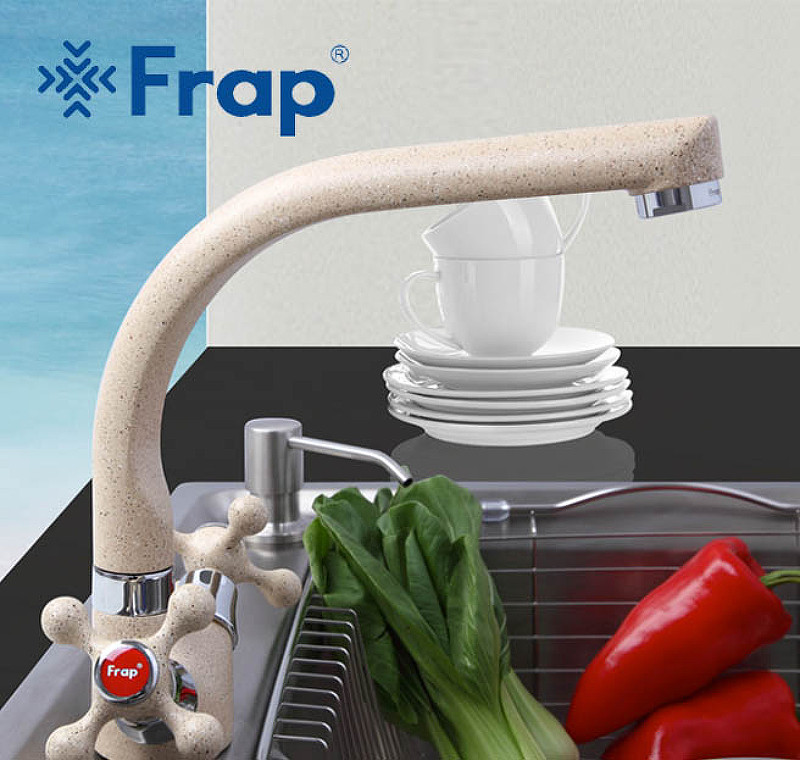 Смеситель для кухни Frap H5408 F5408-10 Светло-бежевый