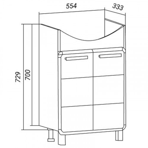 Тумба под раковину Runo Эрика 60 00-00004147 Белая МДФ / ЛДСП