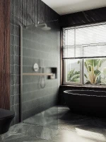 Душевая перегородка Maybah Glass MGD-1463-5ш 990х1950 в широком профиле с полотенцедержателем Хром матовый стекло сатиновое