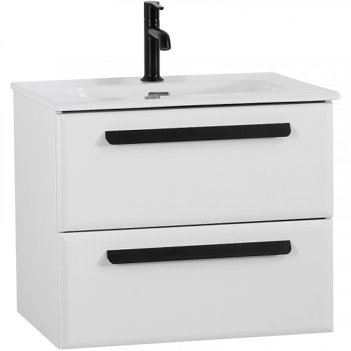 Тумба под раковину Cezares Eco-Cer-N 60 ECO-CER-N-600-2C-SO-BL подвесная Bianco Lucido без ручек МДФ / ЛДСП