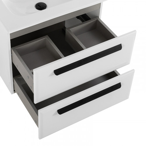 Тумба под раковину Cezares Eco-Cer-N 60 ECO-CER-N-600-2C-SO-BL подвесная Bianco Lucido без ручек МДФ / ЛДСП