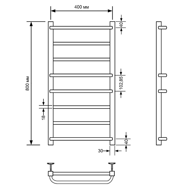 Водяной полотенцесушитель Comfysan Puro-K W-8 80x40 013202 Черный матовый
