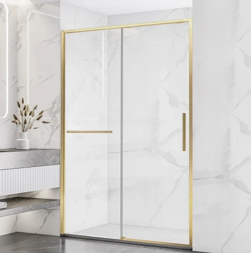 Душевая дверь Vincea Slim Soft 150 VDS-1SS150CLG профиль Золото брашированное стекло прозрачное