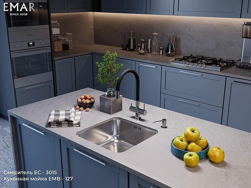 Смеситель для кухни Emar Steel ЕС - 3015 цвет Satin
