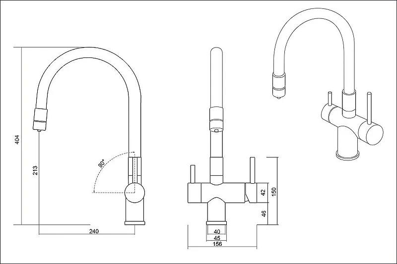 Смеситель для кухни Emar Steel ЕС - 3015 цвет Satin