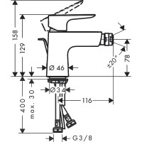 Смеситель для биде Hansgrohe Talis E 71720000 Хром латунь