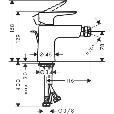 Смеситель для биде Hansgrohe Talis E 71720000 Хром латунь