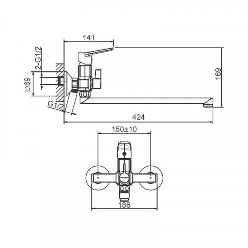 Смеситель для ванны Belz B715-7 B22715-7 универсальный цвет Черный