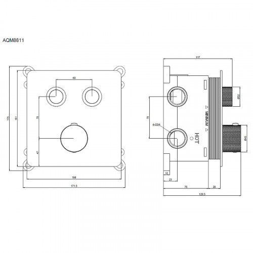 Смеситель для душа AQUAme AQM8811BG с термостатом цвет Шлифованное золото