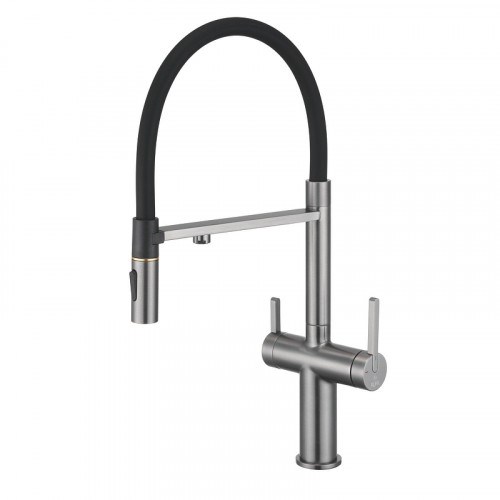 Смеситель для кухни Rose R458T цвет Оружейная сталь Черный