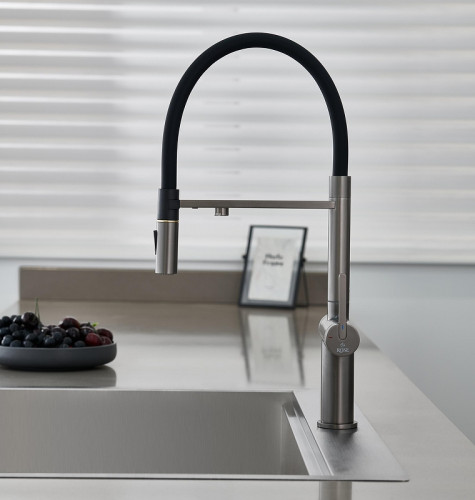 Смеситель для кухни Rose R458T цвет Оружейная сталь Черный