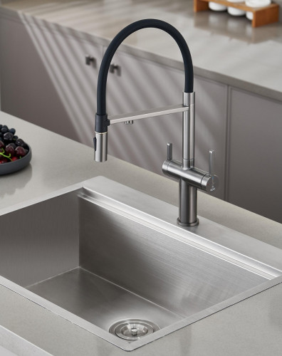 Смеситель для кухни Rose R458T цвет Оружейная сталь Черный