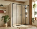 Душевая дверь Maybah Glass MGD-1819-6 1700x1950 двустворчатая раздвижная профиль Черный стекло прозрачное