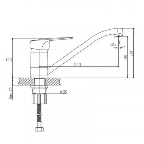 Смеситель для кухни D-Lin D153359 цвет  Хром