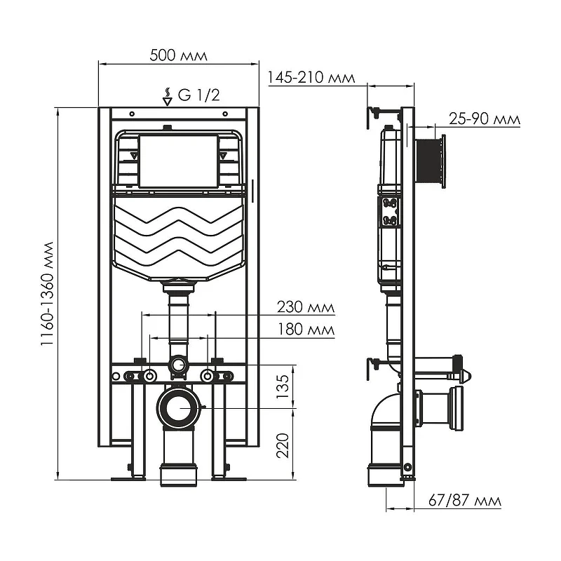 Инсталляция WasserKRAFT Vils 56TLT.010.ME.RG04 для унитаза с клавишей смыва цвет Розовое золото