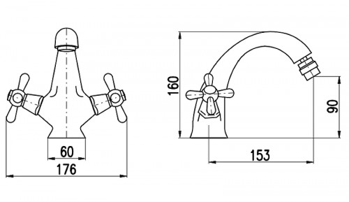 Смеситель для биде Rav Slezak Morava retro MK143.5 Хром латунь