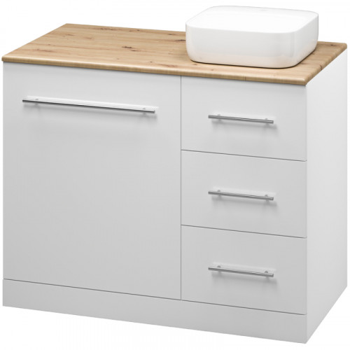 Тумба под раковину Misty Респект 110 R Э-Рес01110-13ЯП Белая Дуб Артизан