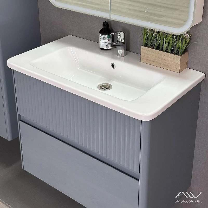 Тумба под раковину Alavann Wave 80 ALV1118002 подвесная цвет Голубой деним