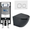 Комплект унитаза с инсталляцией WeltWasser AMBERG 497 + MERZBACH 043 MT-BL + AMBERG RD-WT 10000011333 цвет Черный матовый с сиденьем Микролифт и клавишей смыва цвет Белый