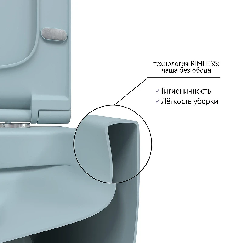 Унитаз Berges Ego XL 083229 подвесной Голубой матовый с сиденьем Микролифт фарфор подвесной