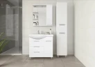 Тумба под раковину Style Line Жасмин 82 R ЛС-00000527 с бельевой корзиной Белая МДФ / ЛДСП