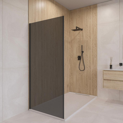 Душевая стенка RGW 80 06220308-34 профиль цвет Черный стекло тонированное