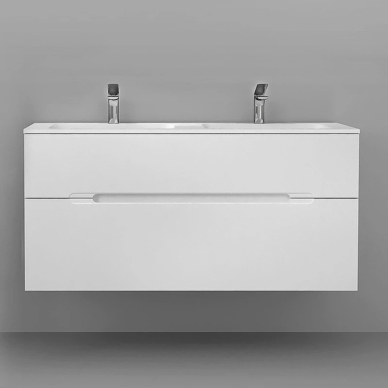 Тумба под раковину Jorno Modul 120 Mоl.01.122/P/W подвесная Белый глянец МДФ / ЛДСП