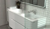Тумба под раковину Jorno Modul 120 Mоl.01.122/P/W подвесная Белый глянец МДФ / ЛДСП