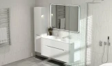 Тумба под раковину Jorno Modul 120 Mоl.01.122/P/W подвесная Белый глянец МДФ / ЛДСП