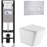 Комплект унитаза с инсталляцией WeltWasser AMBERG 350 + GELBACH 043 MT-WT + AMBERG RD-MT CR 10000012325 цвет Белый матовый с сиденьем Микролифт и клавишей смыва цвет Хром матовый