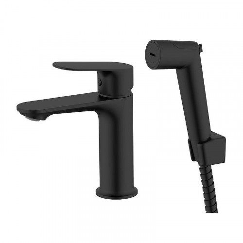 Смеситель для раковины Voda Shore Black SHR27HB с гигиеническим душем цвет Черный