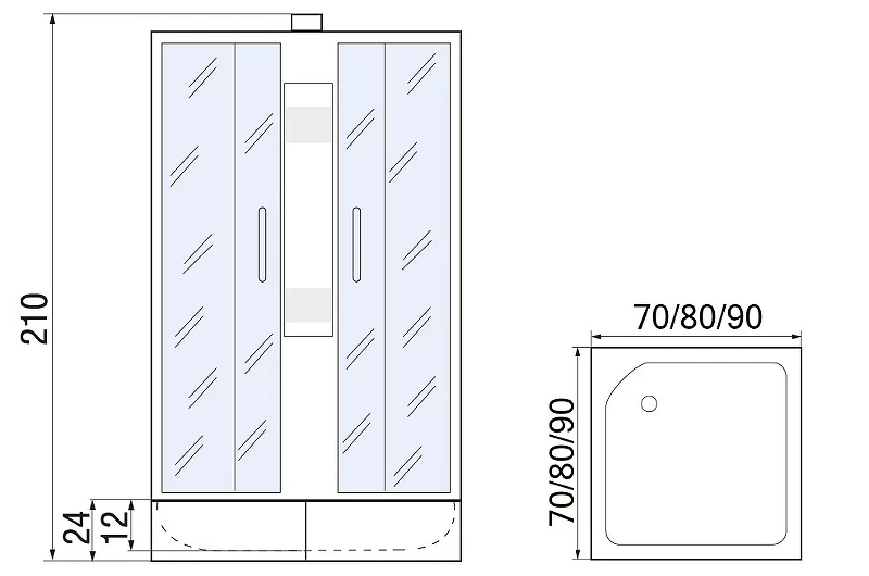 Душевая кабина Мономах Б/К 70x70x24 S МЗ 10000005853 без гидромассажа