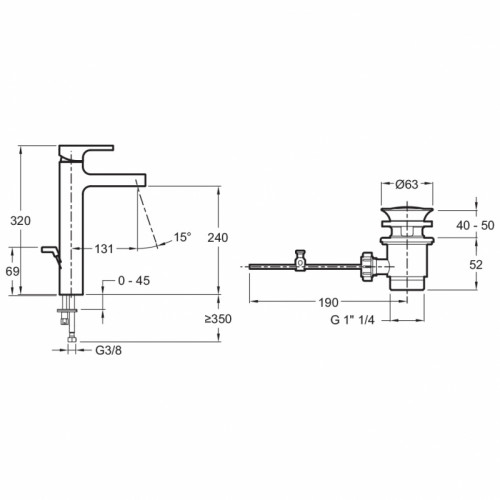 Смеситель для раковины Jacob Delafon Strayt E37329-CP Хром латунь