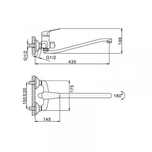 Смеситель для ванны D-Lin D146452-2 универсальный цвет  Хром