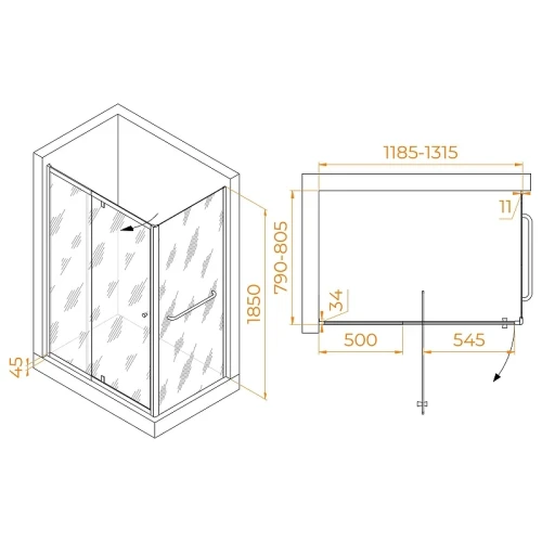 Душевой уголок RGW Passage 120x80 410844128-011 профиль цвет Хром стекло прозрачное
