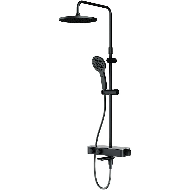 Душевая система AM.PM Inspire V2.0 F0750A522 с термостатом Черная матовая латунь на стену