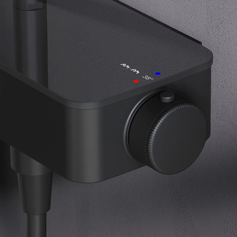 Душевая система AM.PM Inspire V2.0 F0750A522 с термостатом Черная матовая латунь на стену