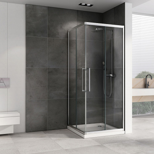 Душевой уголок Abber Schwarzer Diamant 100x100 AG02100H профиль Хром стекло прозрачное