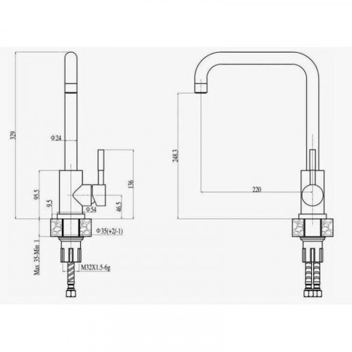 Смеситель для кухни D-Lin H155315-L цвет  Сатин