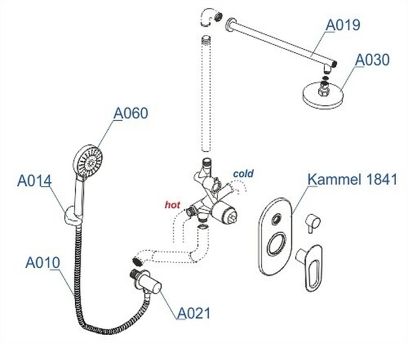 Душевая система WasserKRAFT Kammel A16830 Хром латунь встраиваемый