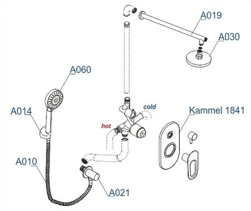 Душевая система WasserKRAFT Kammel A16830 Хром латунь встраиваемый