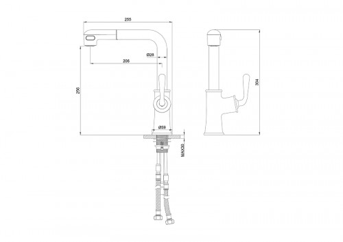 Смеситель для кухни Wonzon & Woghand WW-88439008A-MB цвет Черный матовый