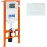 Комплект унитаза с инсталляцией BelBagno Loto BB070CHR/SC/BB002-80/BB018-GV-BIANCO с сиденьем Микролифт и Белой клавишей смыва фаянс подвесной