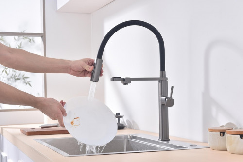 Смеситель для кухни Vincea VKF-119GM цвет Вороненая сталь