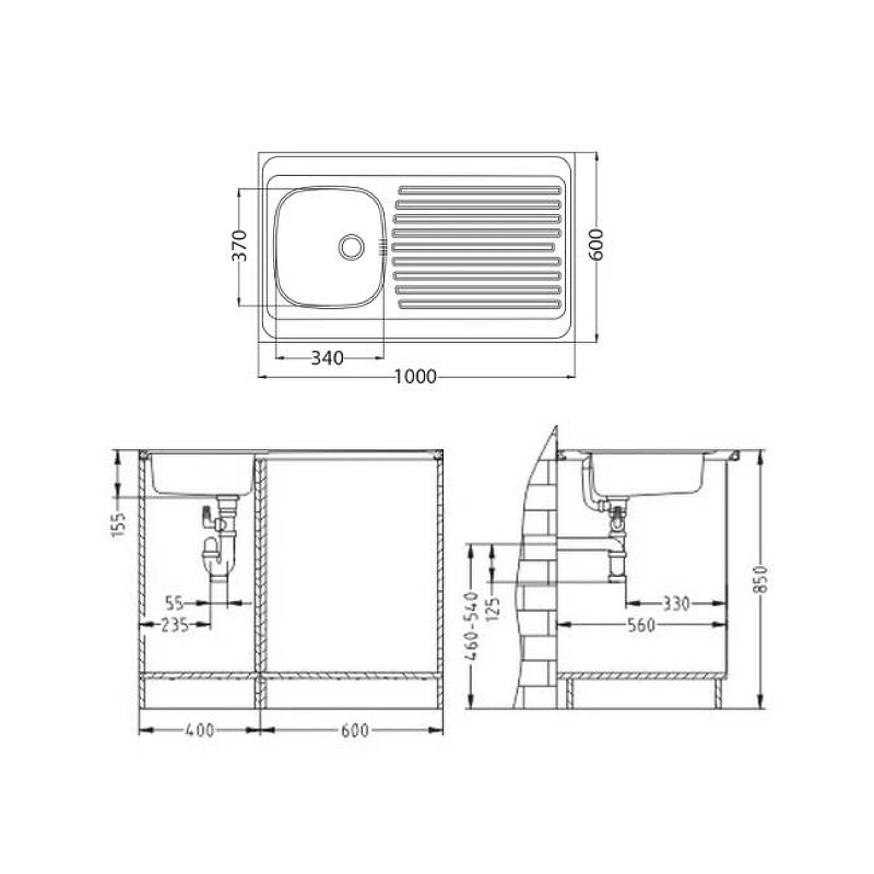 Кухонная мойка Alveus Classic 70 NAT 1000x600 1108745 Натуральная сталь нержавеющая сталь накладная