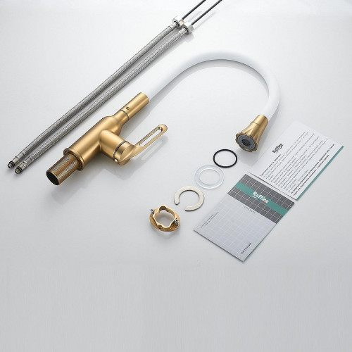 Смеситель для кухни Raffine F303G-1 цвет Золотой сатин Белый