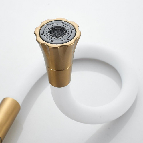 Смеситель для кухни Raffine F303G-1 цвет Золотой сатин Белый