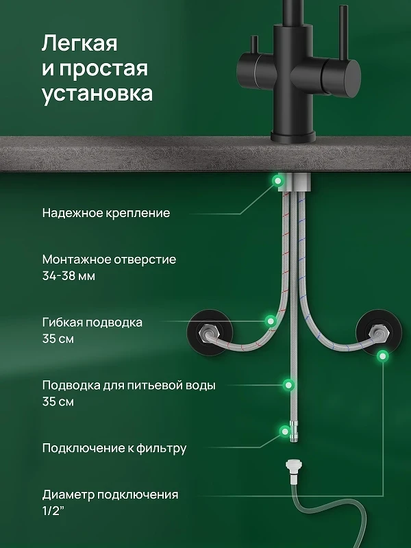 Смеситель для кухни Domaci Ливорно D8662MB цвет Черный матовый