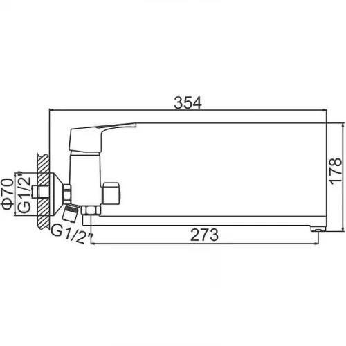 Смеситель для ванны Ledeme H50 2250L универсальный Хром латунь на стену