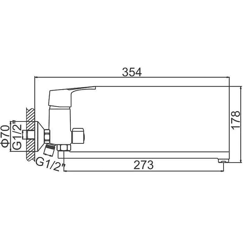 Смеситель для ванны Ledeme H50 2250L универсальный Хром латунь на стену